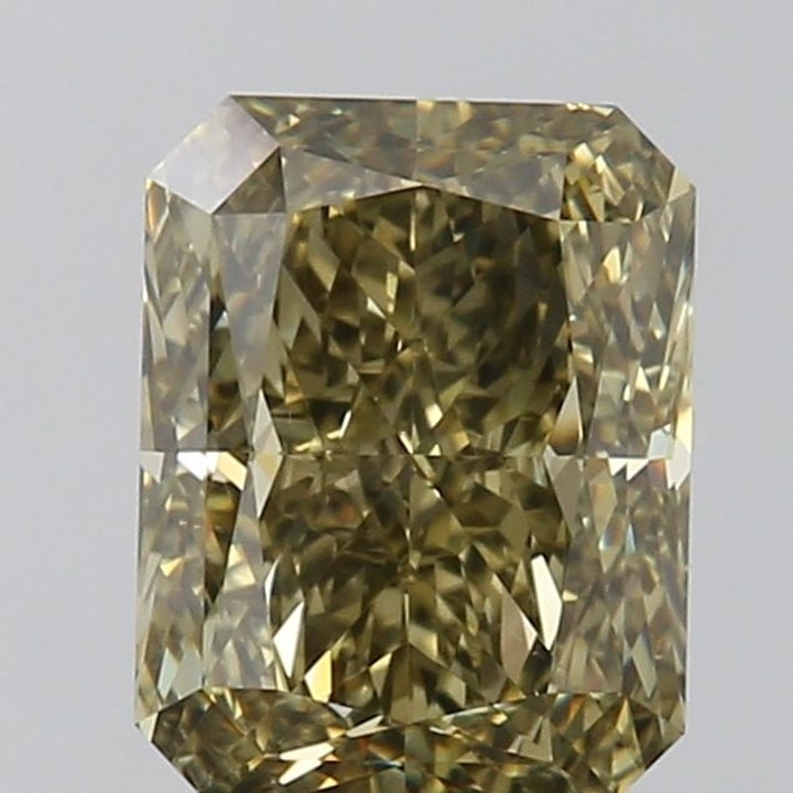 3.01 Carat Diamond, Radiant, Fancy Dark Brown Greenish Yellow Color ...