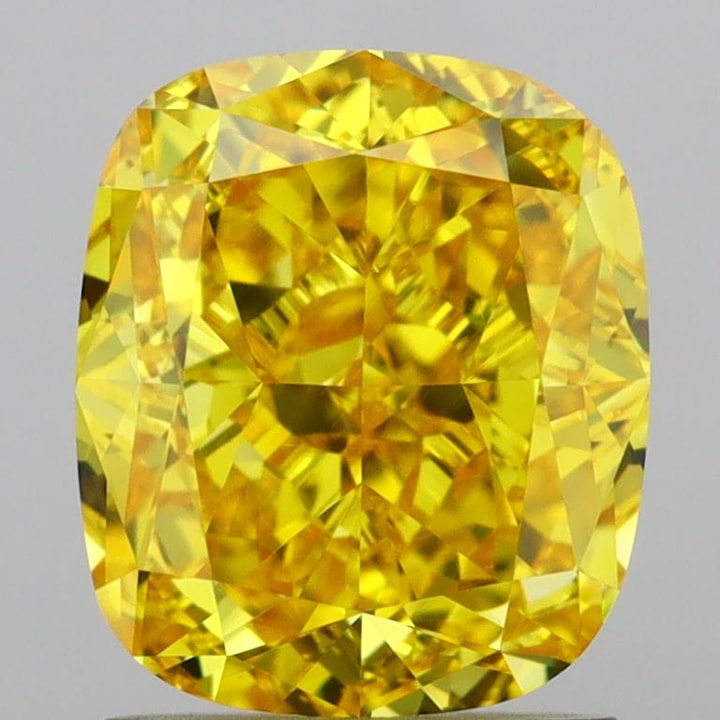 Cushion 2.08 Carat Lab Grown Diamond, Fancy Vivid Yellow, VS1, IGI ...