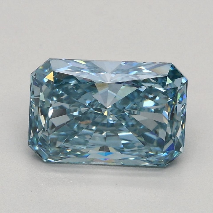 Radiant 1.76 Carat Lab Grown Diamond, Fancy Vivid Blue, VVS2, IGI