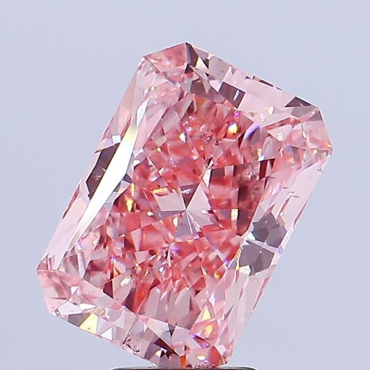 Radiant 5.02 Carat Lab Grown Diamond, Fancy Vivid Pink, SI1