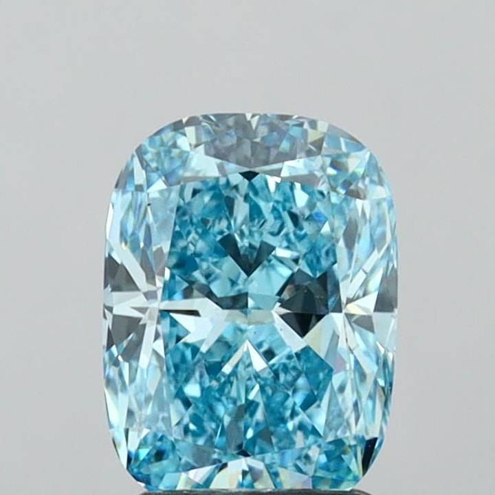Cushion 1.83 Carat Lab Grown Diamond, Fancy Vivid Greenish Blue, VS2 ...
