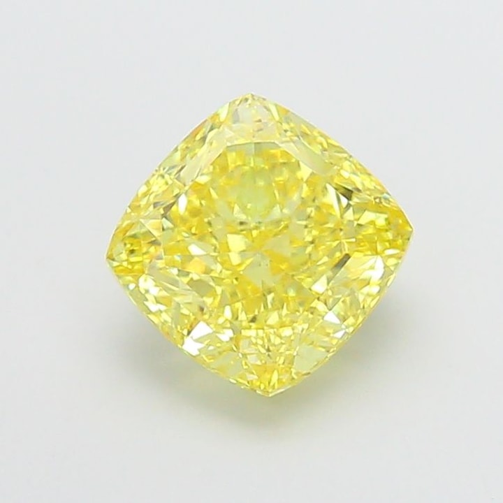 Cushion 4.08 Carat Lab Grown Diamond, Fancy Vivid Yellow, VS1, IGI ...
