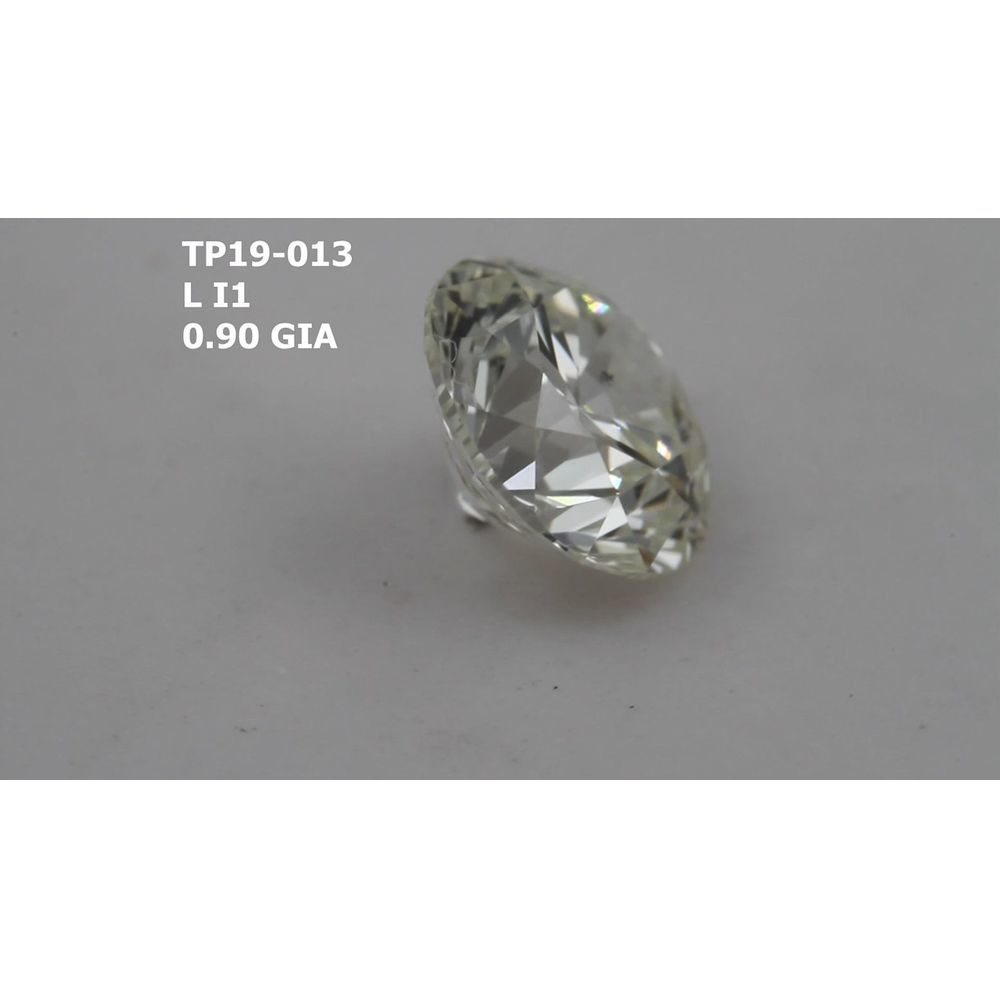 0.90 Carat Round Loose Diamond, L, I1, Ideal, GIA Certified | Thumbnail