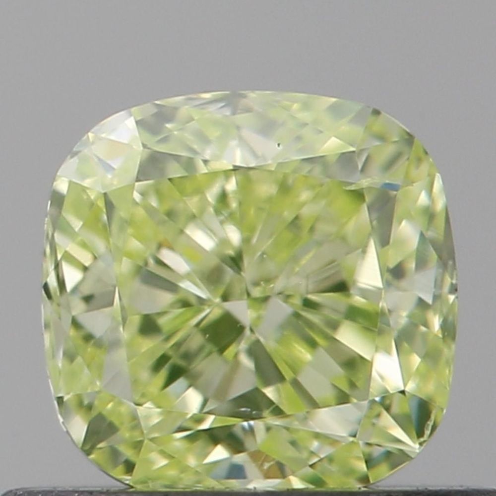 0.50 Carat Cushion Loose Diamond, Fancy Green-Yellow, SI1, Excellent, GIA Certified