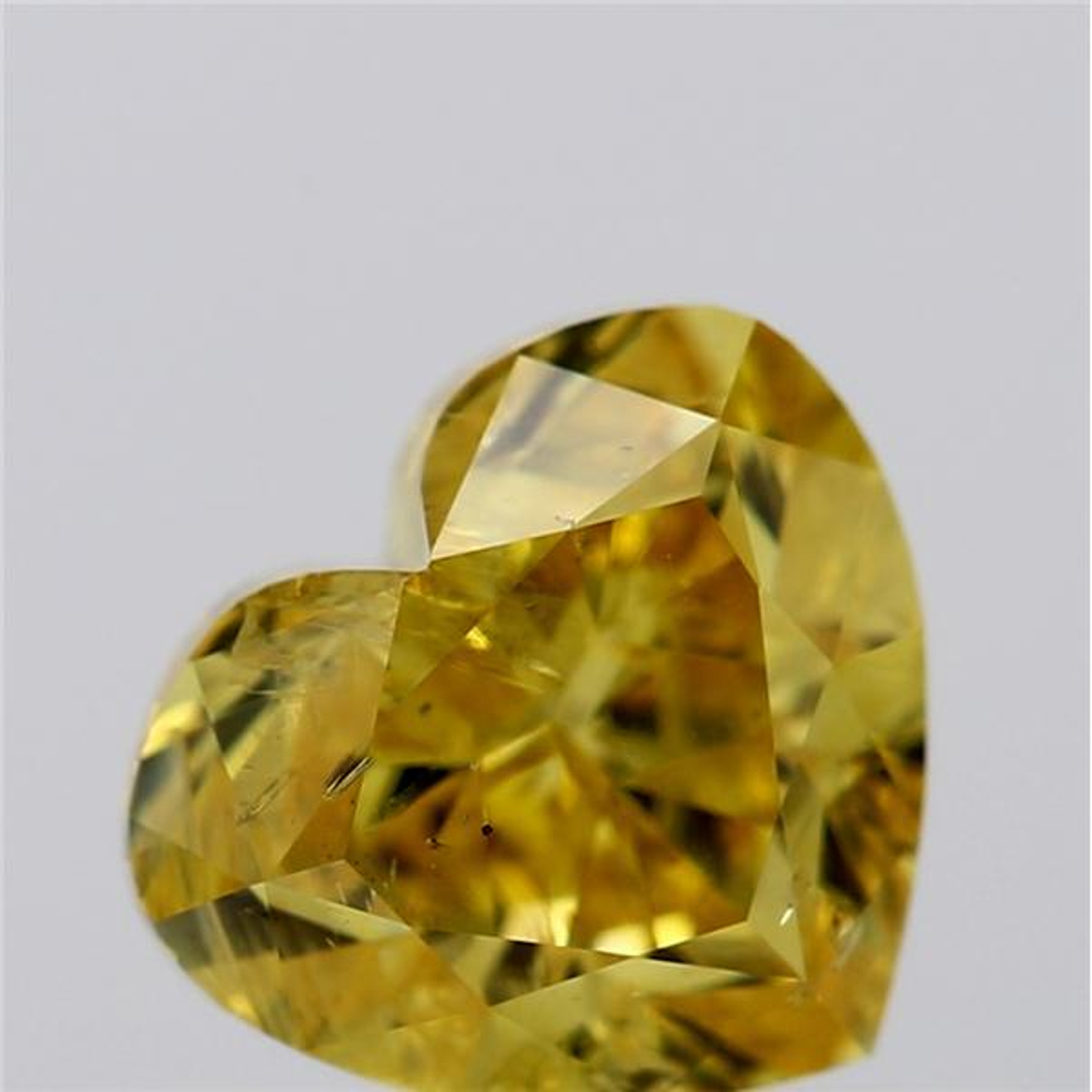 0.50 Carat Heart Loose Diamond, Fancy Intense Orange Yellow, I2, Ideal, GIA Certified