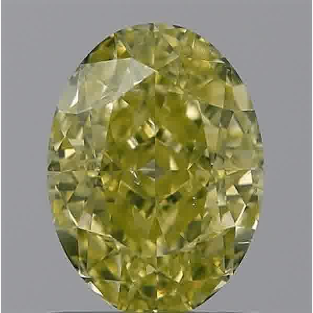 1.07 Carat Oval Loose Diamond, Fancy Intense Greenish Yellow, SI1, Ideal, GIA Certified