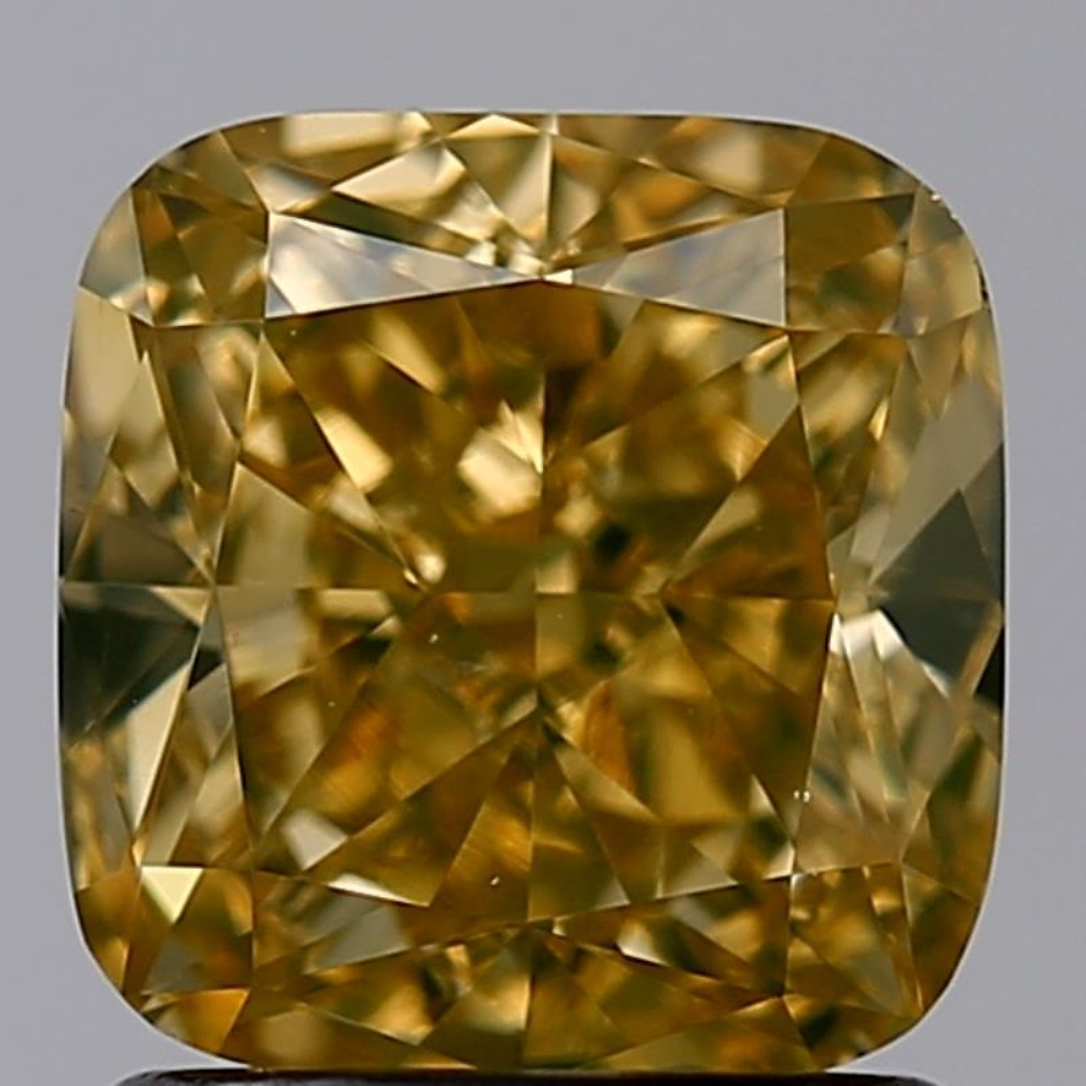 1.51 Carat Cushion Loose Diamond, fancy deep brown yellow natural even, SI1, Excellent, GIA Certified | Thumbnail