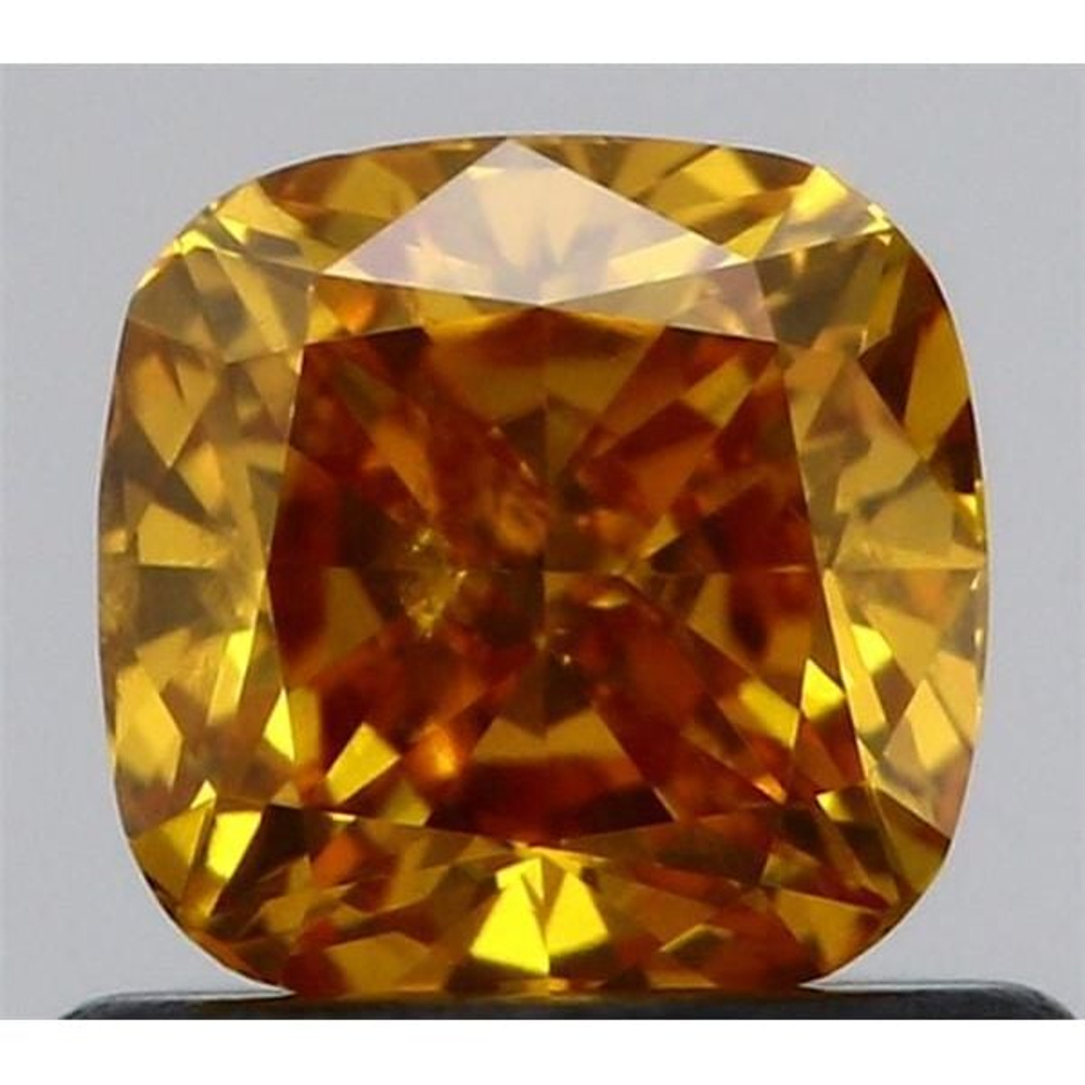 0.70 Carat Cushion Loose Diamond, FANCY DEEP YELLOW-ORANGE, SI2, Excellent, GIA Certified | Thumbnail