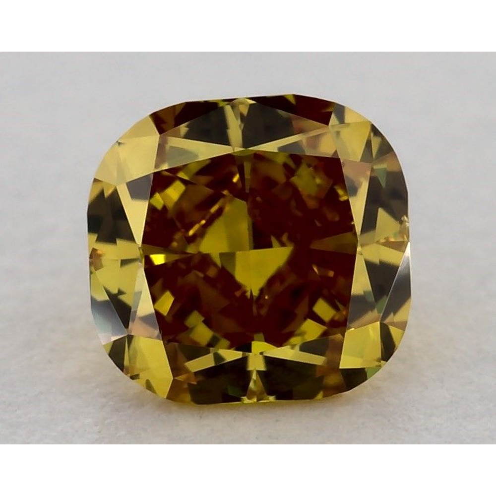 0.46 Carat Cushion Loose Diamond, Fancy Deep Orange-Yellow, VS2, Very Good, GIA Certified | Thumbnail