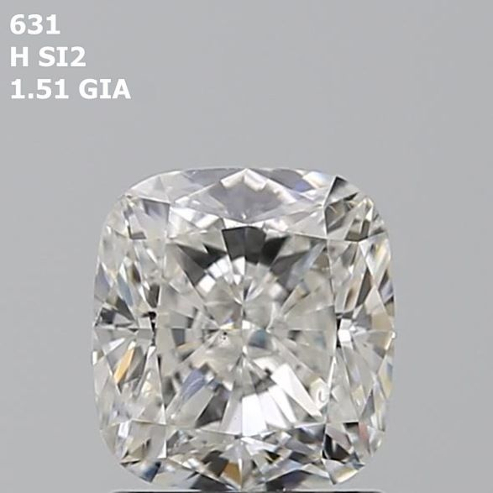 1.51 Carat Cushion Loose Diamond, H, SI2, Ideal, GIA Certified