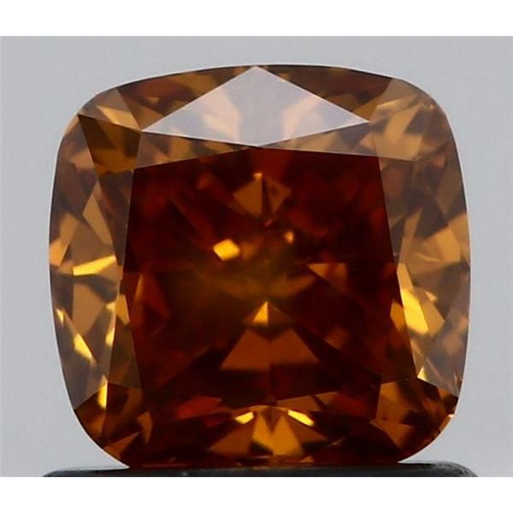 0.91 Carat Cushion Loose Diamond, FANCY ORANGE, I1, Excellent, GIA Certified | Thumbnail