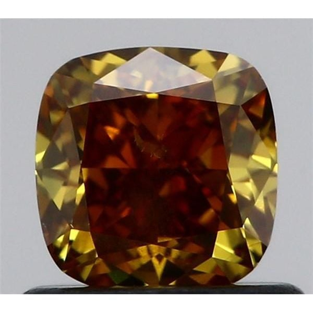 0.75 Carat Cushion Loose Diamond, FANCY DEEP BROWN-ORANGE, I1, Very Good, GIA Certified