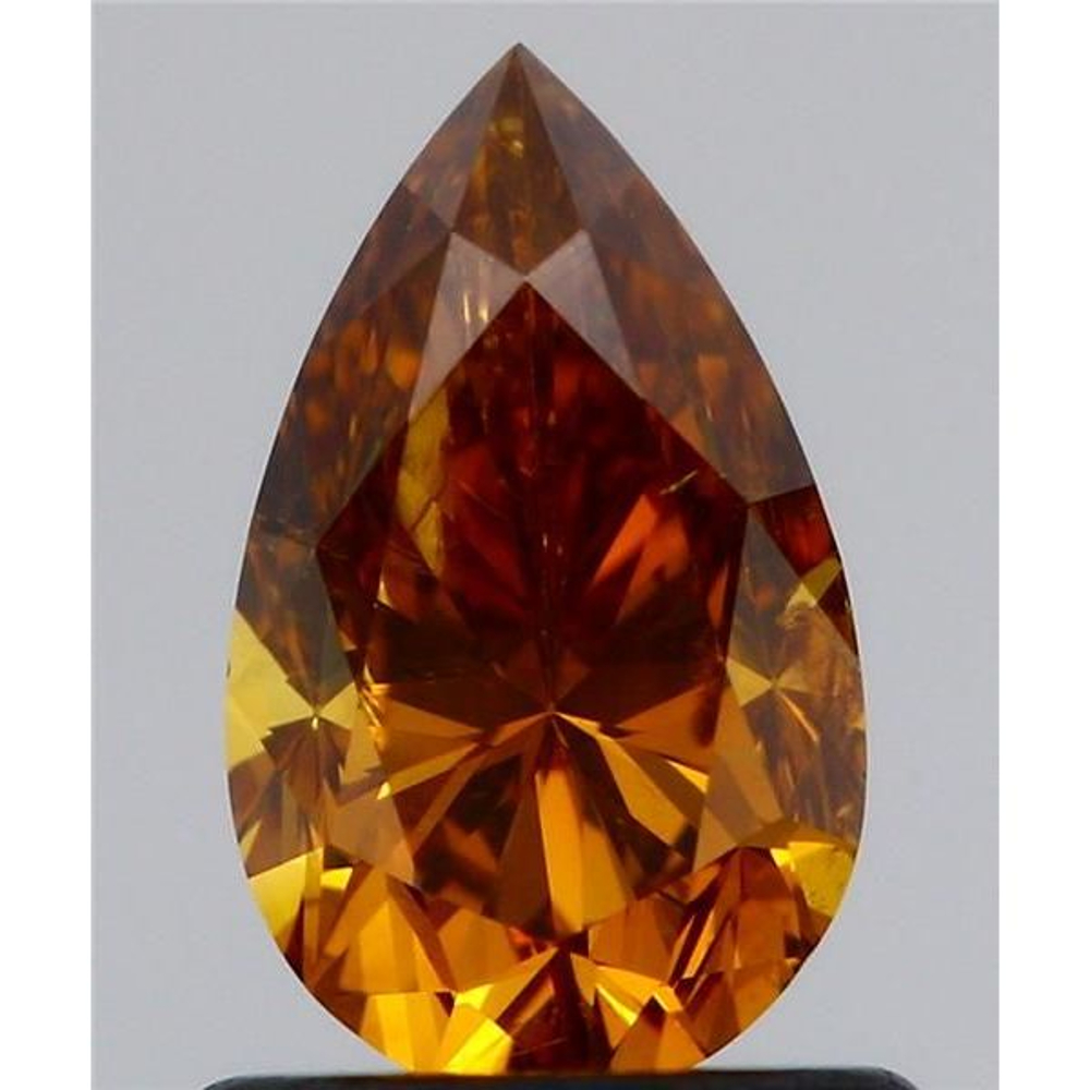 1.01 Carat Pear Loose Diamond, FANCY DEEP BROWN-ORANGE, I1, Good, GIA Certified