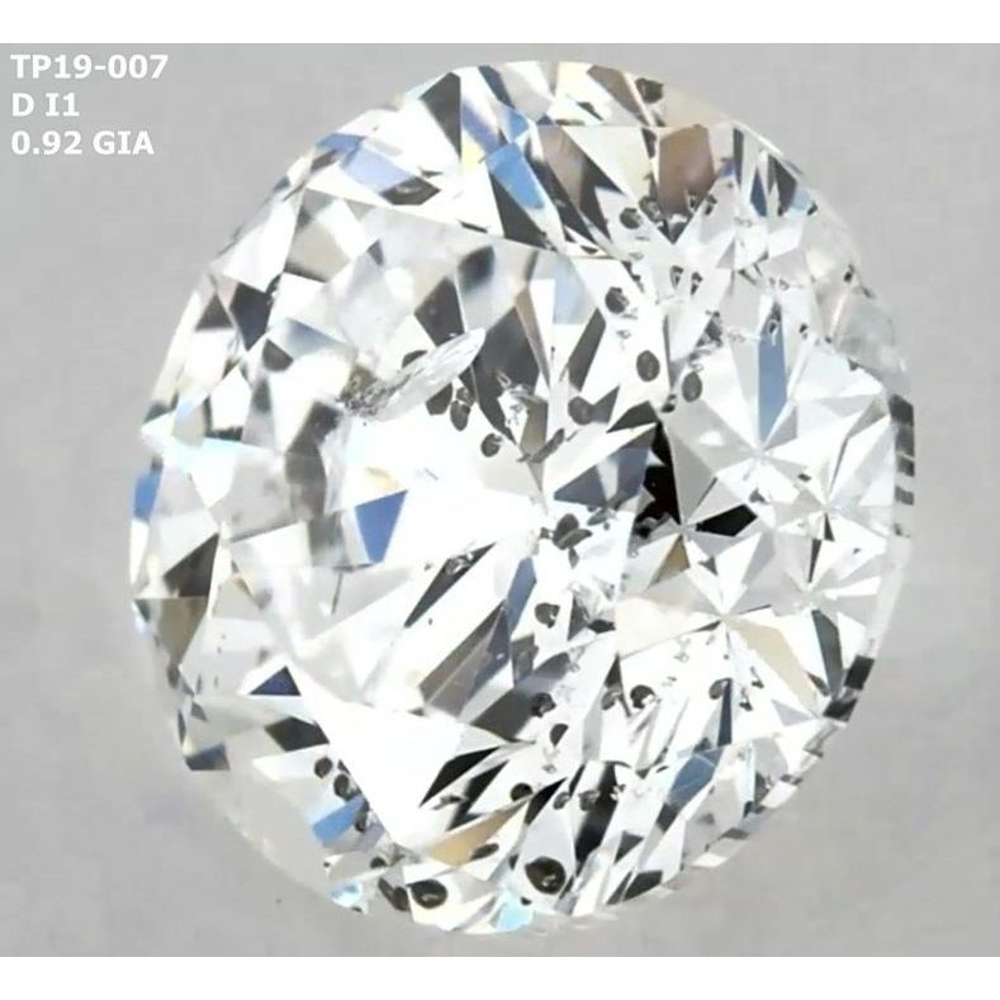 0.92 Carat Round Loose Diamond, D, I1, Very Good, GIA Certified