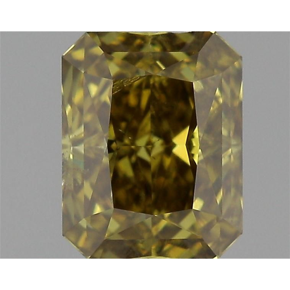 0.67 Carat Radiant Loose Diamond, Fancy Deep Brownish Greenish Yellow, SI2, Very Good, GIA Certified | Thumbnail