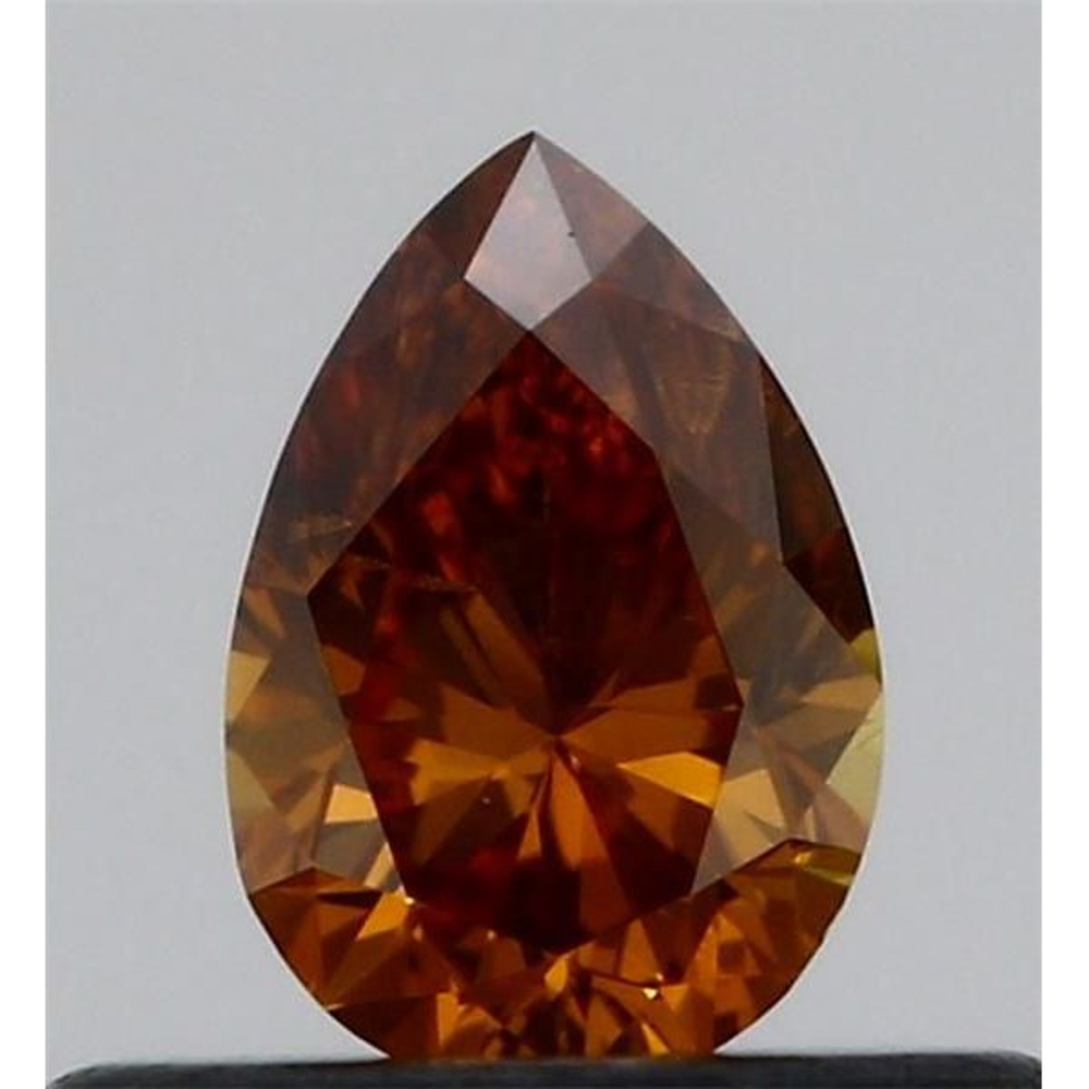 0.31 Carat Pear Loose Diamond, FANCY ORANGE, SI2, Very Good, GIA Certified | Thumbnail