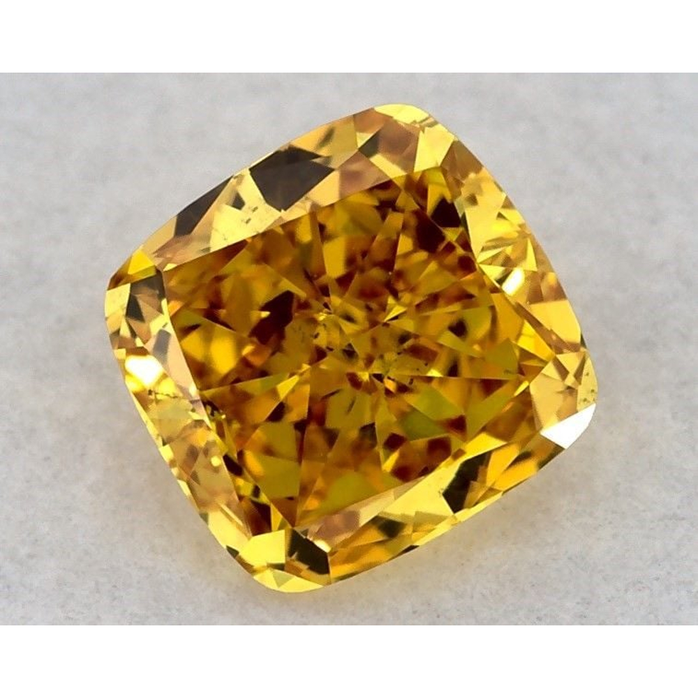 0.34 Carat Cushion Loose Diamond, Fancy Vivid Orange-Yellow, VS2, Very Good, GIA Certified