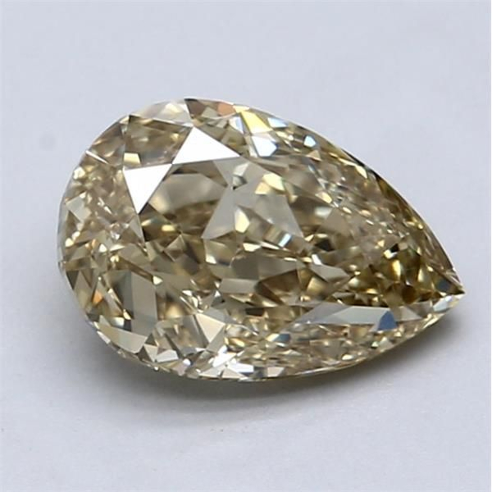 1.51 Carat Pear Loose Diamond, Fancy Brownish Yellow, VVS1, Excellent, GIA Certified | Thumbnail