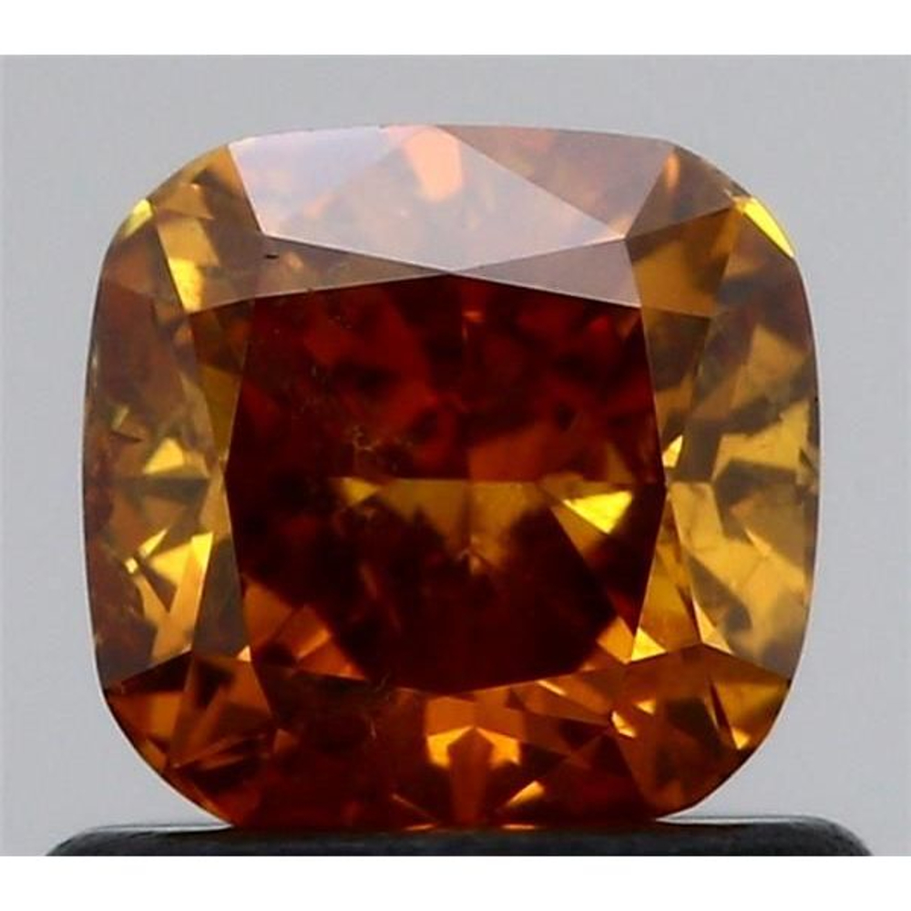 0.80 Carat Cushion Loose Diamond, FANCY DEEP BROWN-ORANGE, I1, Very Good, GIA Certified | Thumbnail