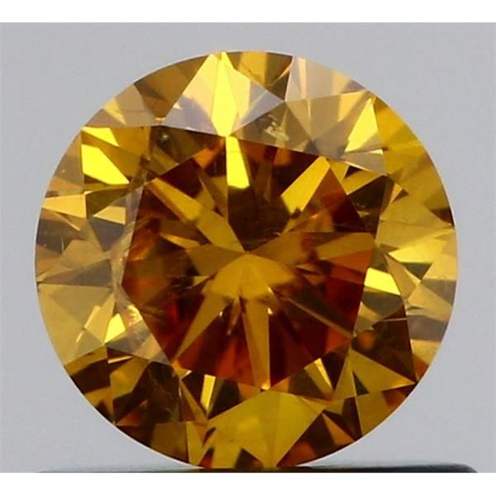 0.55 Carat Round Loose Diamond, FANCY DEEP ORANGE-YELLOW, I1, Very Good, GIA Certified | Thumbnail
