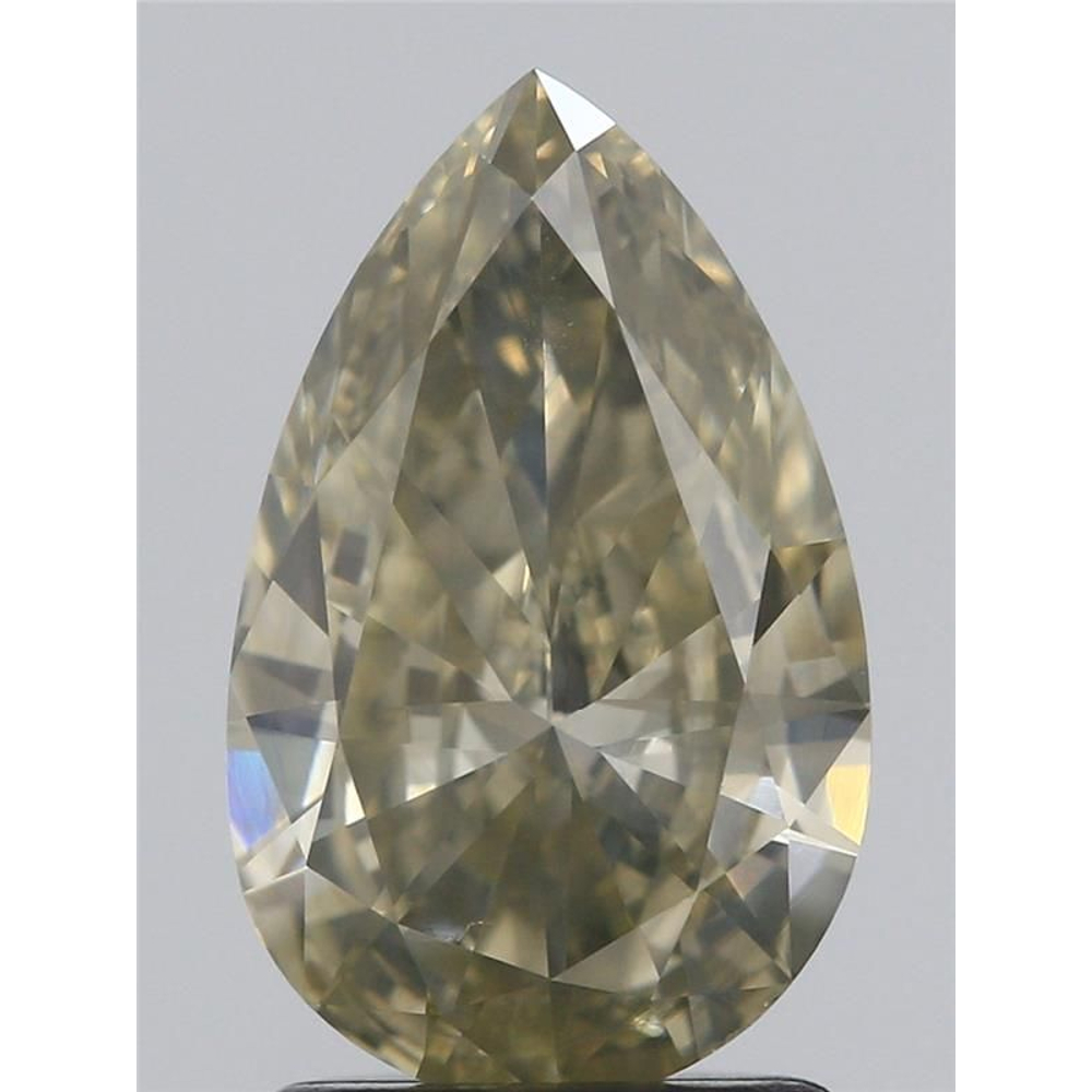 1.50 Carat Pear Loose Diamond, FANCY BROWNISH GREENISH YELLOW, I1, Excellent, GIA Certified | Thumbnail