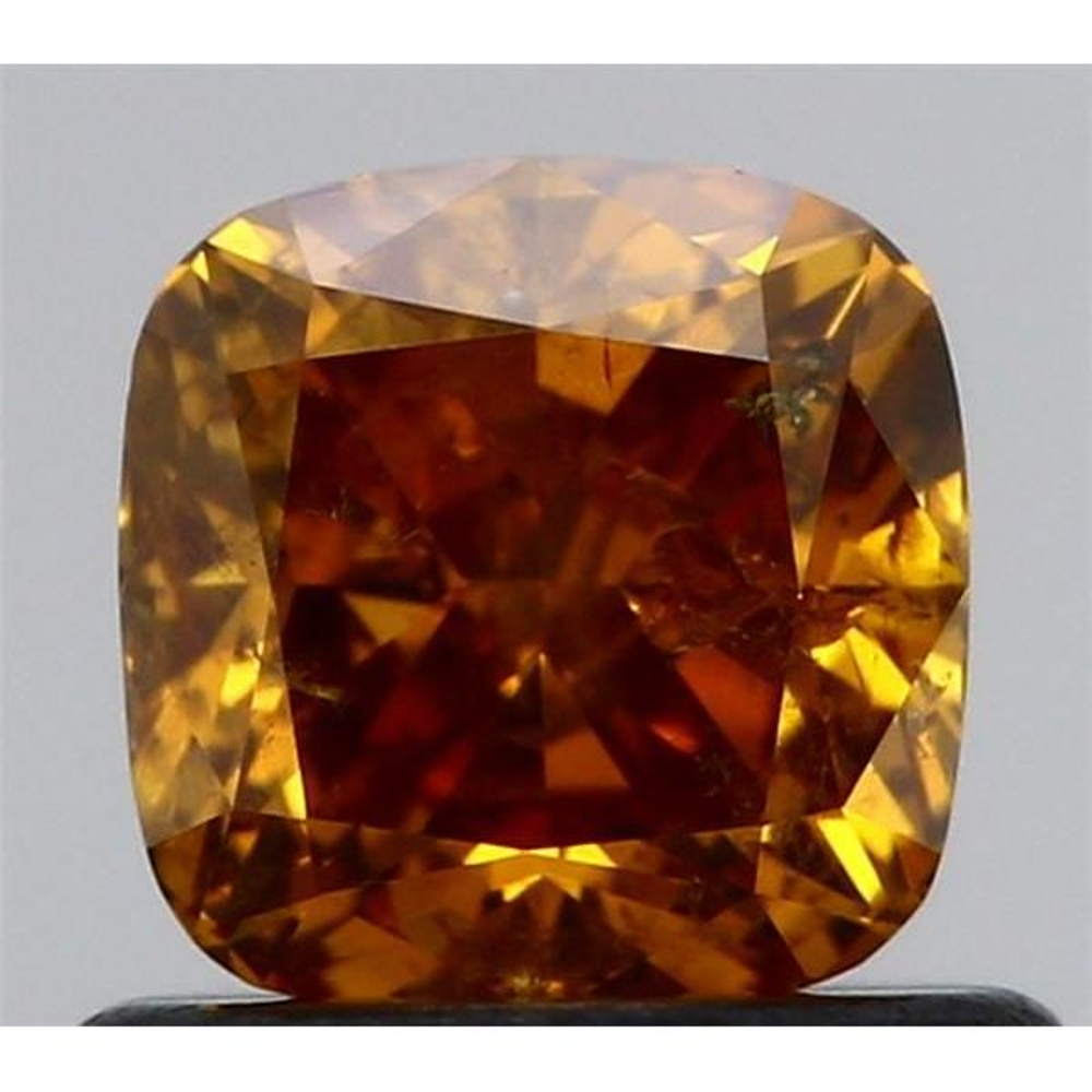 0.76 Carat Cushion Loose Diamond, FANCY ORANGE, I2, Very Good, GIA Certified | Thumbnail