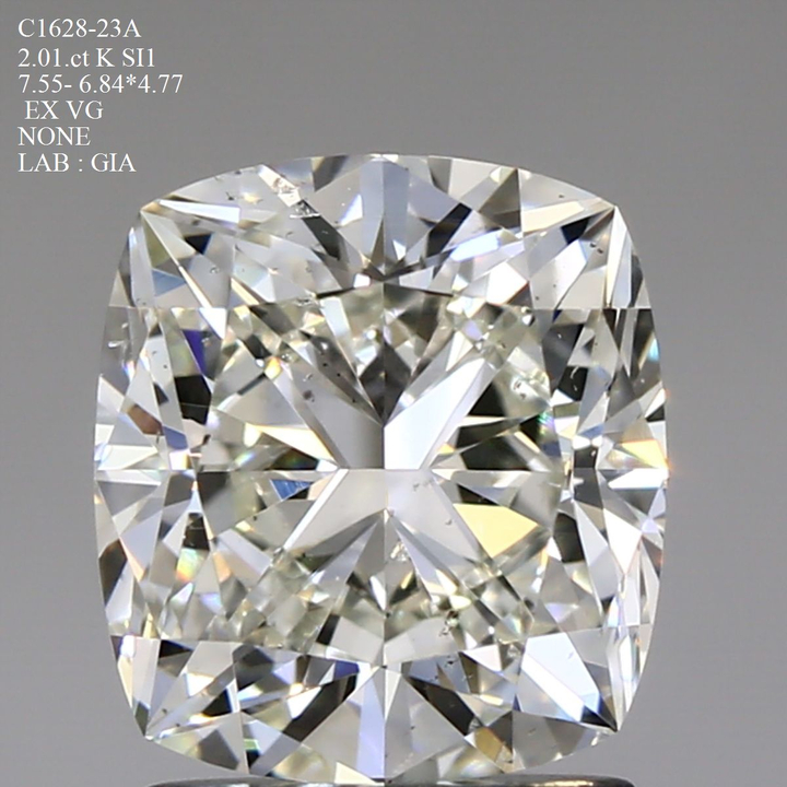 2.01 Carat Cushion Loose Diamond, K, SI1, Ideal, GIA Certified