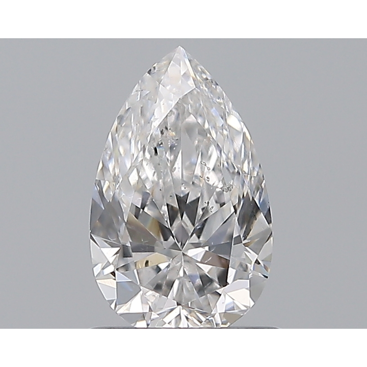 A pear-shaped D-color diamond of 5.06 carats and a pear-shaped