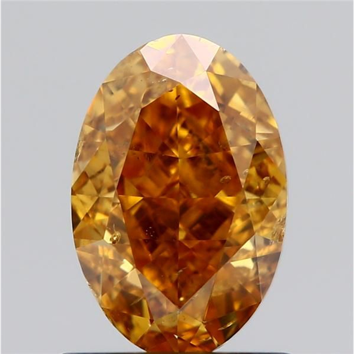 1.01 Carat Oval Loose Diamond, Fancy Orangey Yellow, SI2, Excellent, GIA Certified | Thumbnail