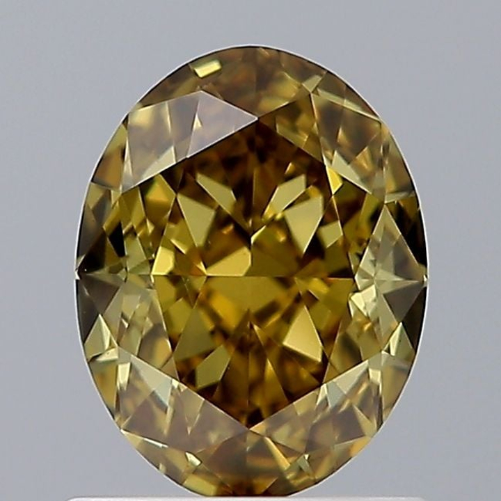 1.05 Carat Oval Loose Diamond, Fancy Dark Brownish Yellow, SI1, Ideal, GIA Certified | Thumbnail