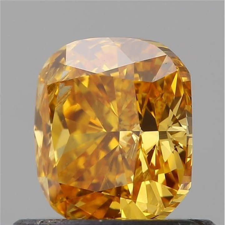 0.70 Carat Cushion Loose Diamond, FANCY VIVID YELLOW ORANGE, SI1, Excellent, GIA Certified | Thumbnail