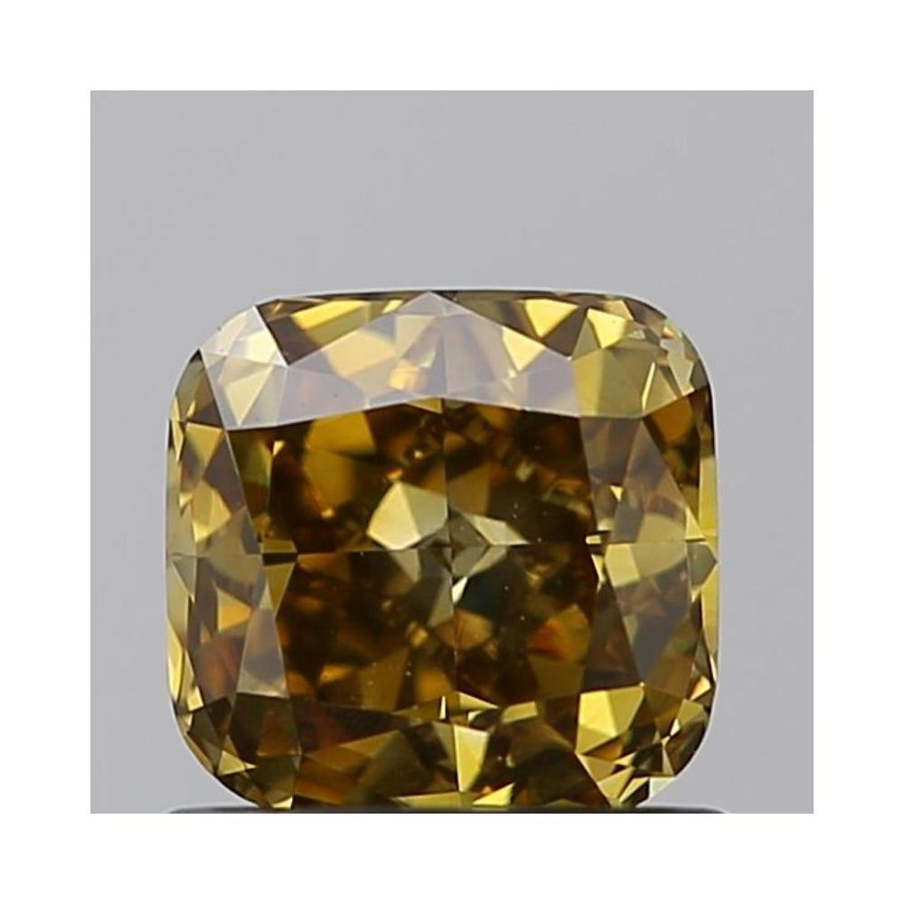 0.85 Carat Cushion Loose Diamond, fancy deep brown green yellow, VS2, Excellent, GIA Certified | Thumbnail