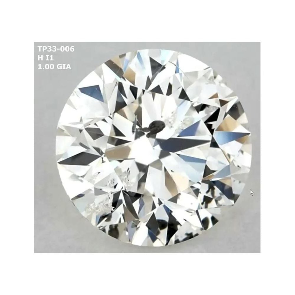 1.00 Carat Round Loose Diamond, H, I1, Ideal, GIA Certified