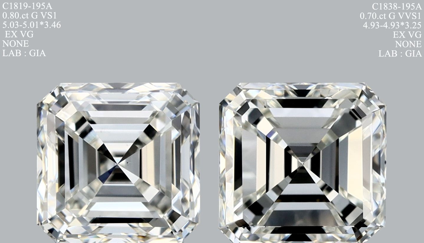 0.70 Carat Asscher Loose Diamond, G, VVS1, Ideal, GIA Certified