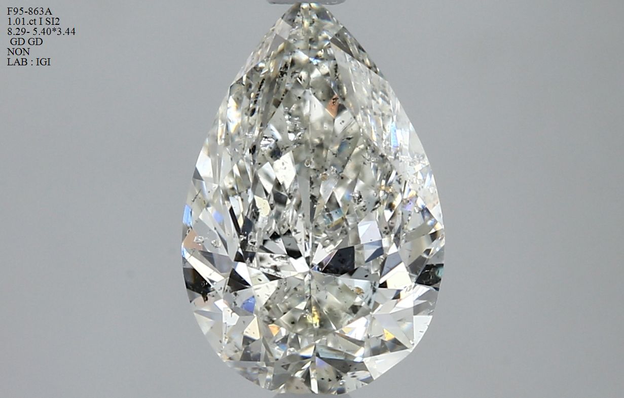 1.01 Carat Pear Loose Diamond, I, SI2, Excellent, IGI Certified | Thumbnail