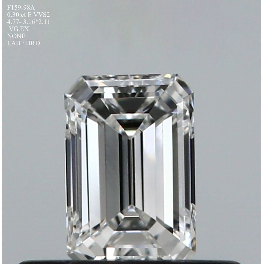 0.30 Carat Emerald Loose Diamond, E, VVS2, Ideal, HRD Certified | Thumbnail
