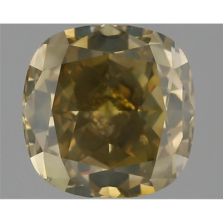 2.77 Carat Cushion Loose Diamond, Fancy Dark Brown-Greenish Yellow, SI2, Excellent, GIA Certified