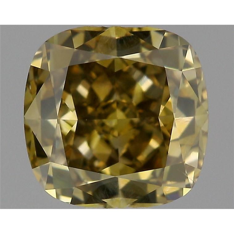0.71 Carat Cushion Loose Diamond, Fancy Deep Brownish Greenish Yellow, SI1, Ideal, GIA Certified