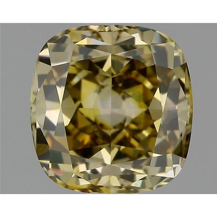 1.64 Carat Cushion Loose Diamond, Fancy Dark Brown-Greenish Yellow, VS2, Super Ideal, GIA Certified | Thumbnail