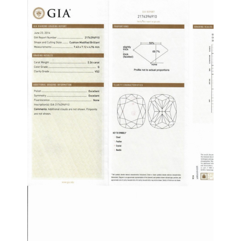 2.26 Carat Cushion Loose Diamond, G, VS2, Ideal, GIA Certified | Thumbnail