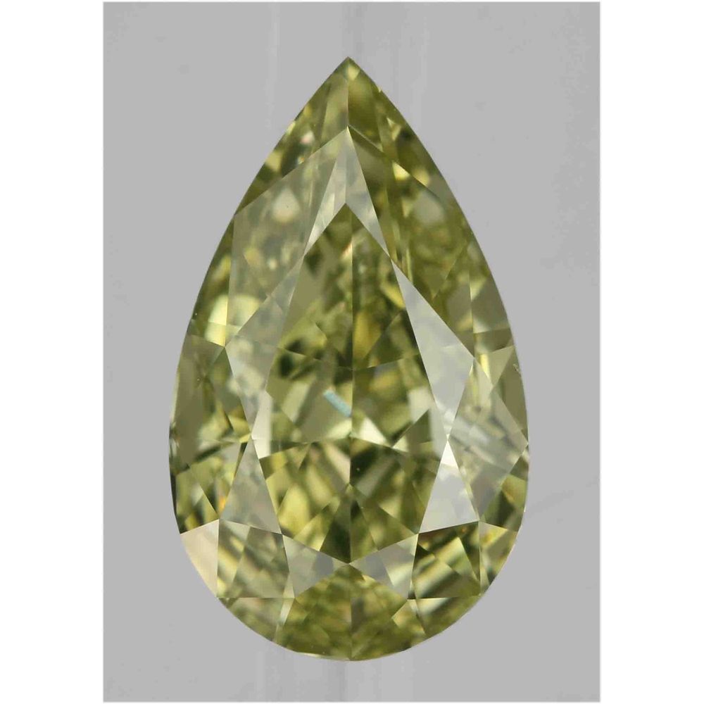 1.01 Carat Pear Loose Diamond, Fancy Greenish Yellow, VS2, Excellent, GIA Certified | Thumbnail