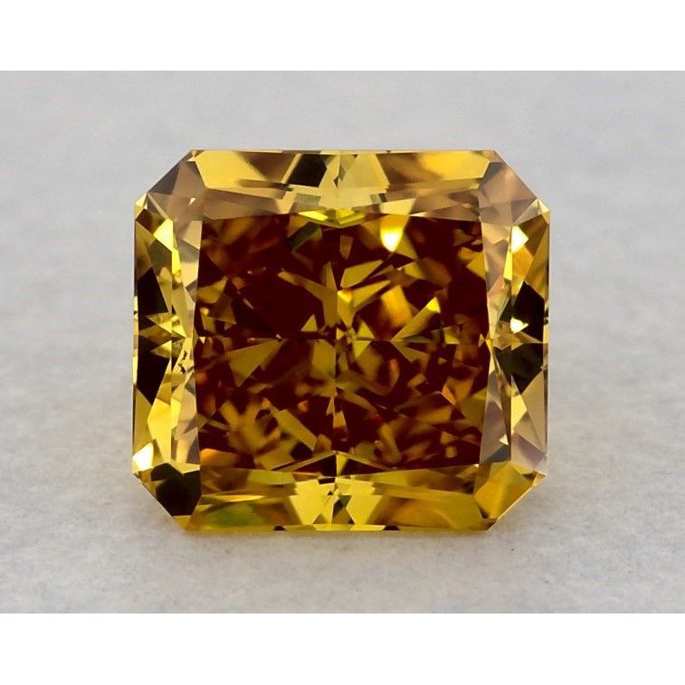 0.50 Carat Radiant Loose Diamond, Fancy Intense Orange-Yellow, VS2, Super Ideal, GIA Certified | Thumbnail