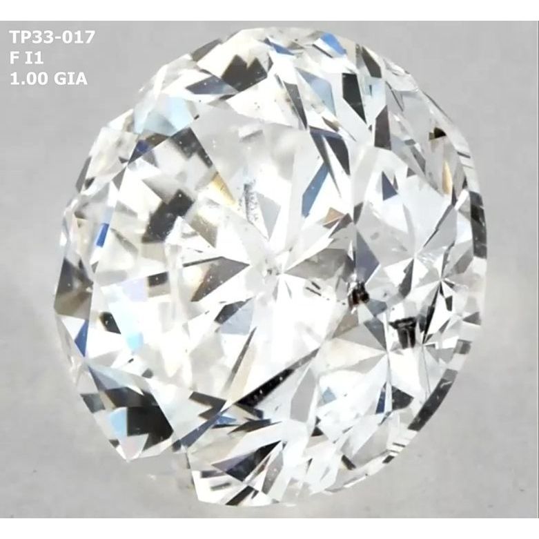 1.00 Carat Round Loose Diamond, F, I1, Good, GIA Certified