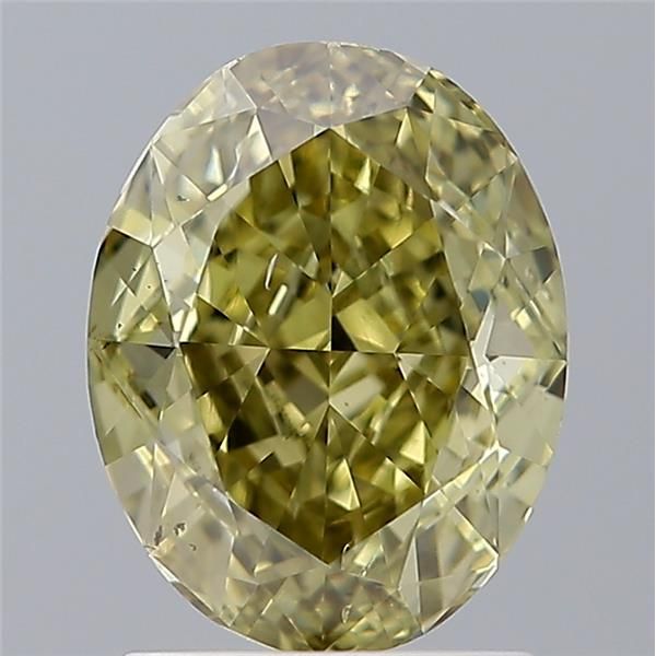 1.55 Carat Oval Loose Diamond, Fancy Deep Brownish Greenish Yellow, SI1, Ideal, GIA Certified