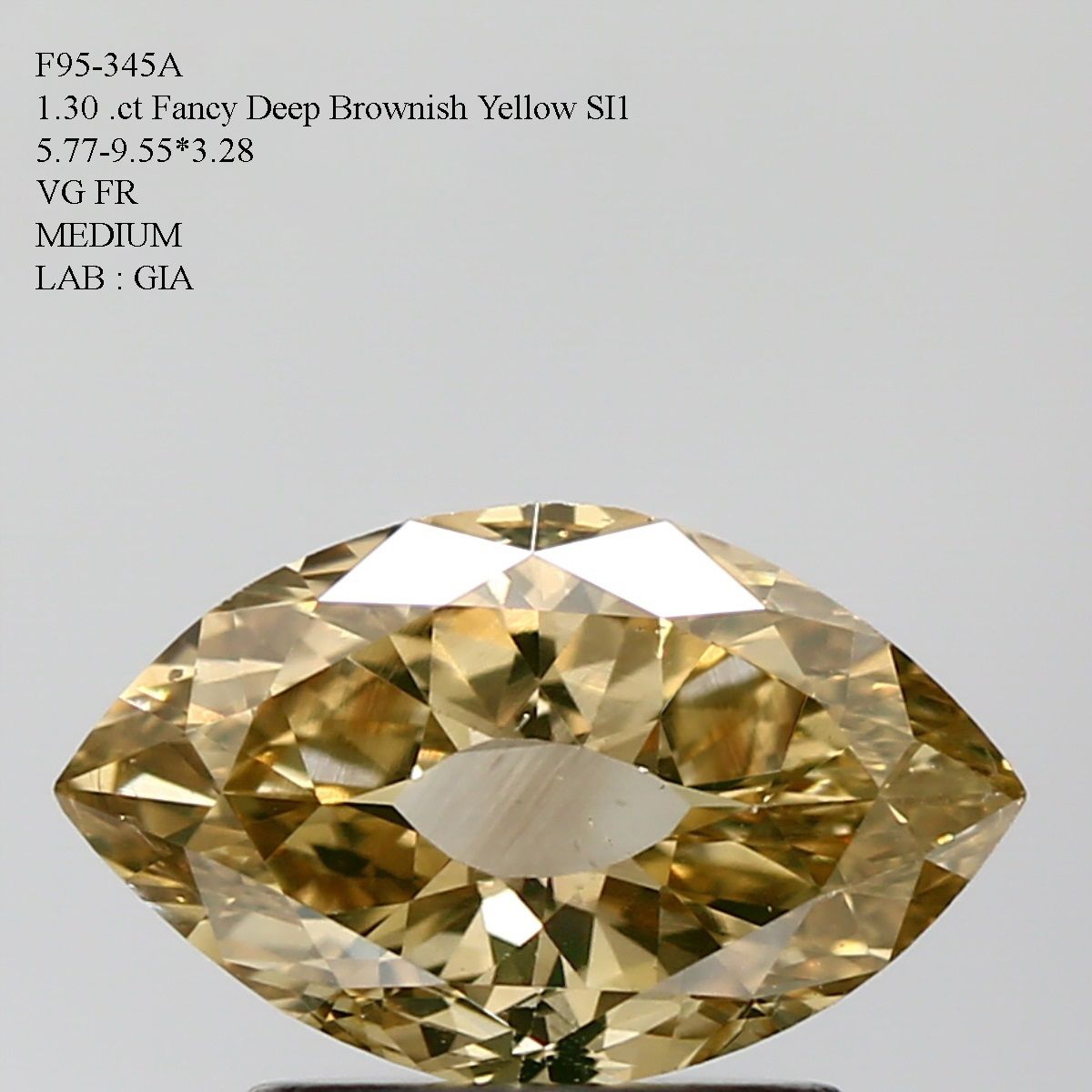 1.30 Carat Marquise Loose Diamond, Fancy Deep Brownish Yellow, SI1, Excellent, GIA Certified