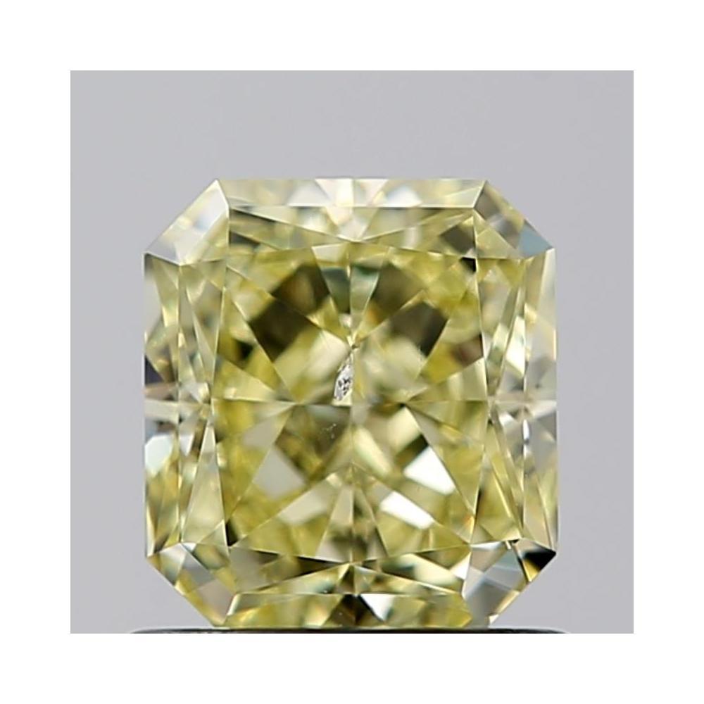 0.95 Carat Radiant Loose Diamond, fancy yellow natural even, SI2, Excellent, GIA Certified | Thumbnail
