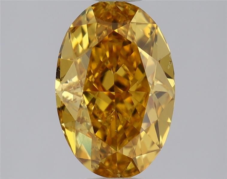 0.50 Carat Oval Loose Diamond, Fancy Vivid Orange-Yellow, SI1, Excellent, GIA Certified