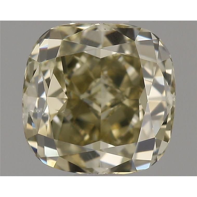 0.82 Carat Cushion Loose Diamond, Fancy Grayish Greenish Yellow, SI1, Ideal, GIA Certified | Thumbnail