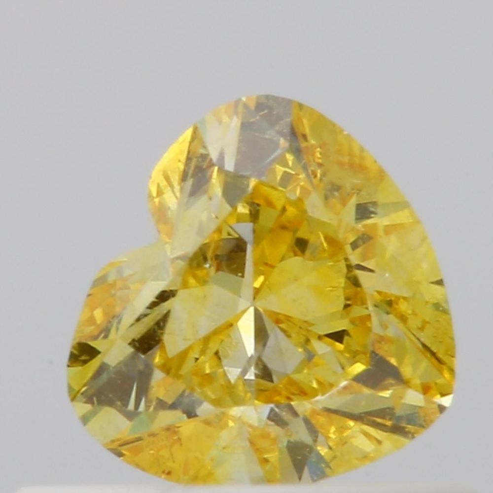 0.50 Carat Heart Loose Diamond, Fancy Vivid Yellow, I1, Ideal, GIA Certified | Thumbnail