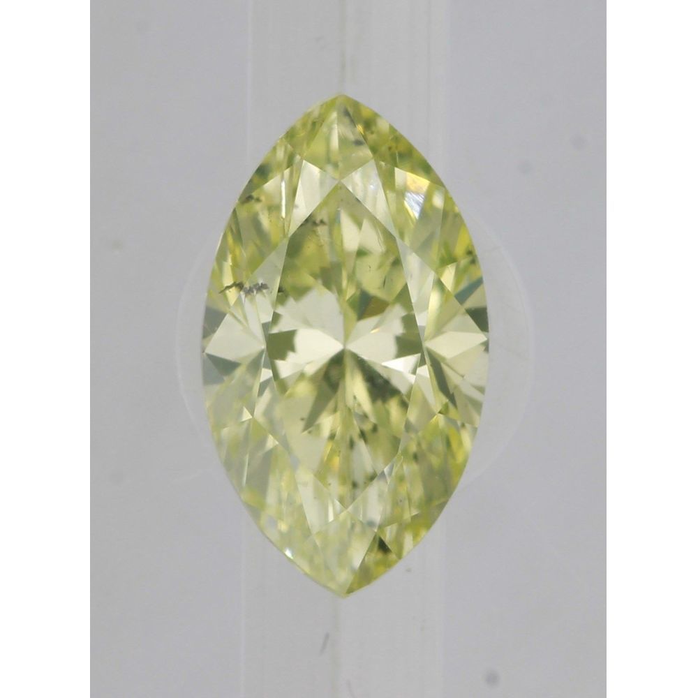 0.39 Carat Marquise Loose Diamond, Fancy Greenish Yellow, SI2, Very Good, GIA Certified